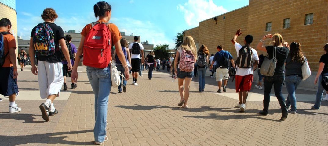 students leaving school