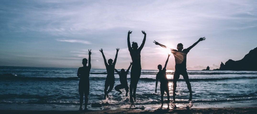 Family at play on beach